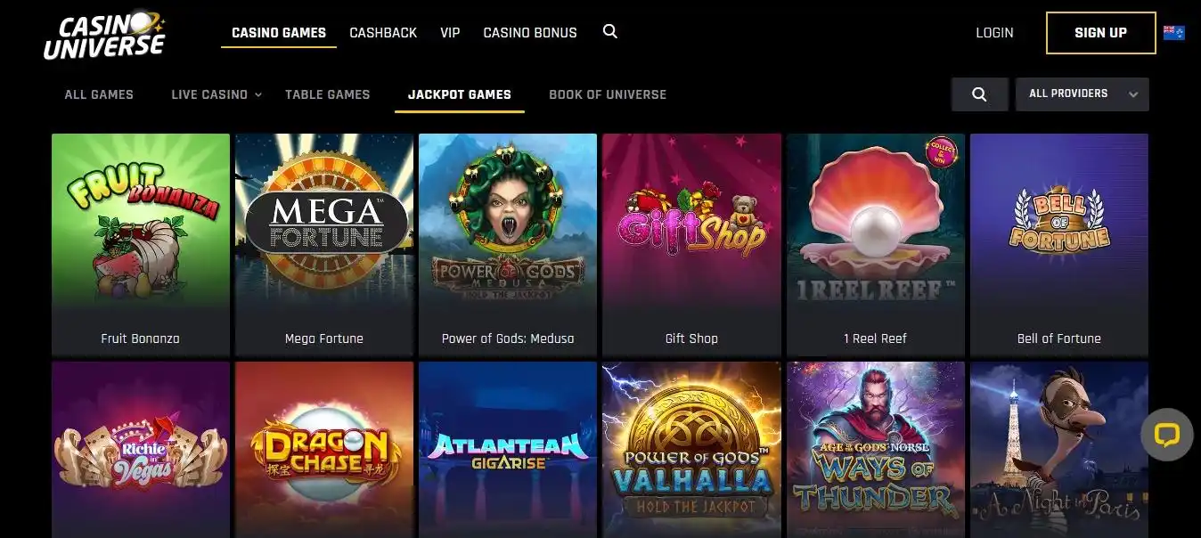 casino universe jackpots