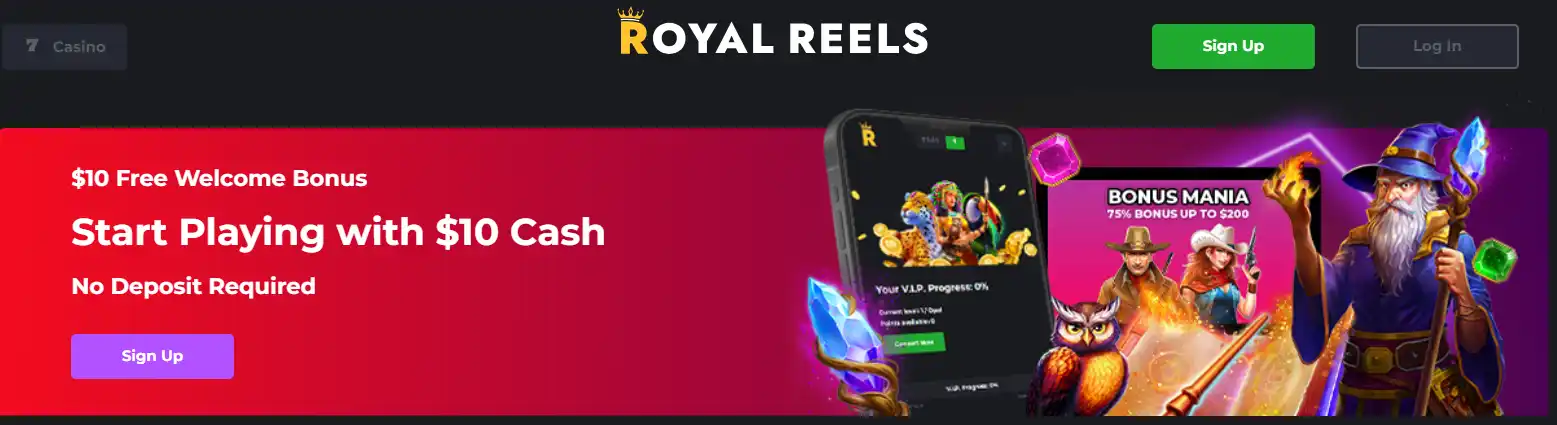 royal reels free $10 no deposit bonus