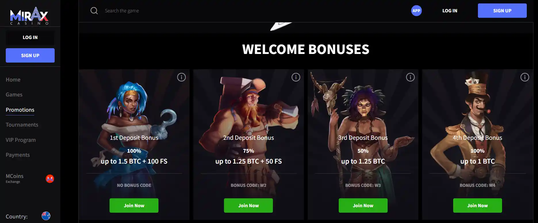 mirax welcome bonuses