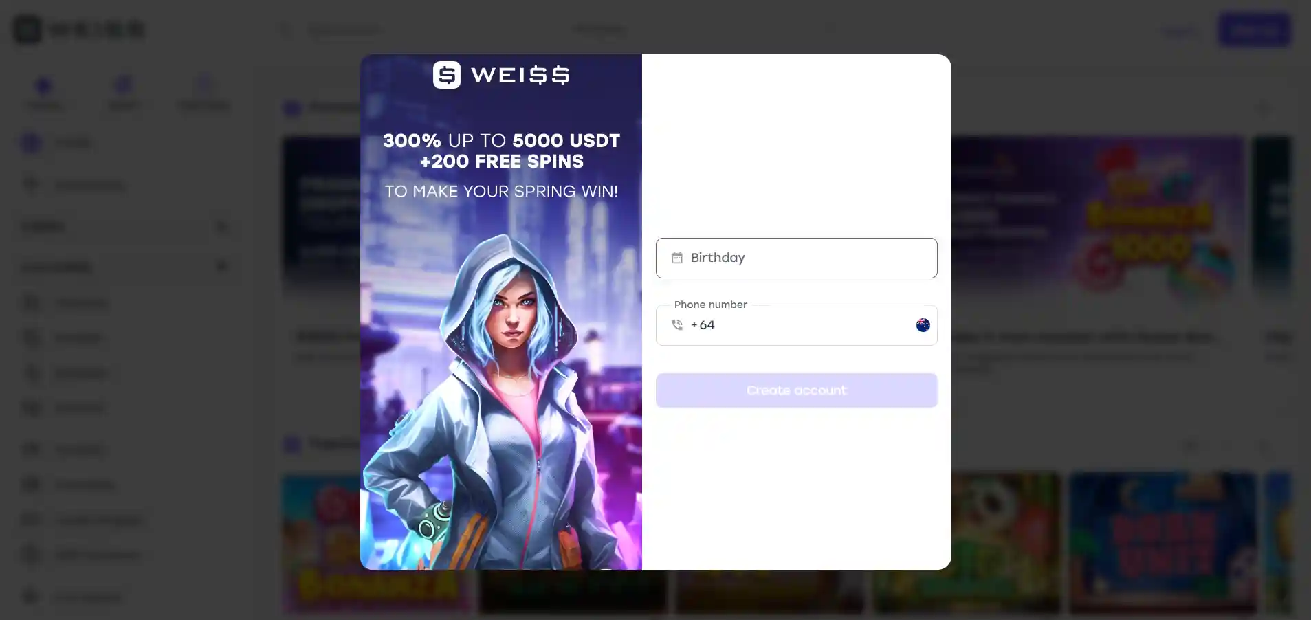 weiss casino sign up form birthday