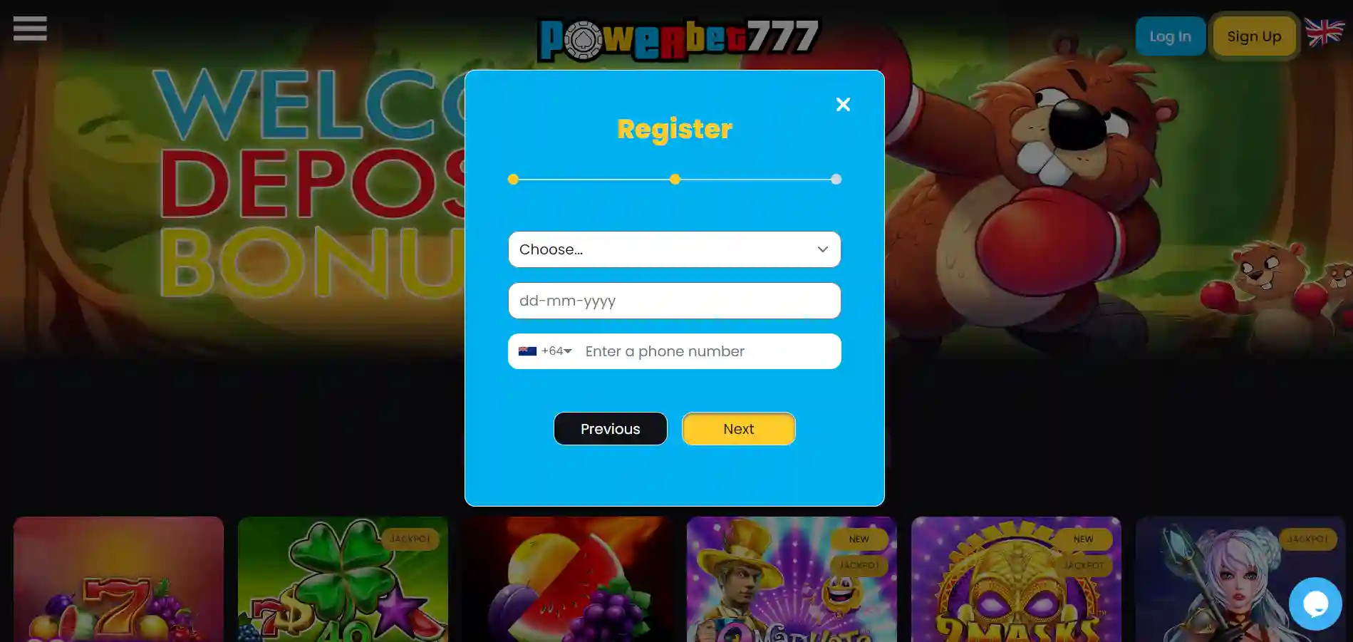 powerbet777 registration form page 2