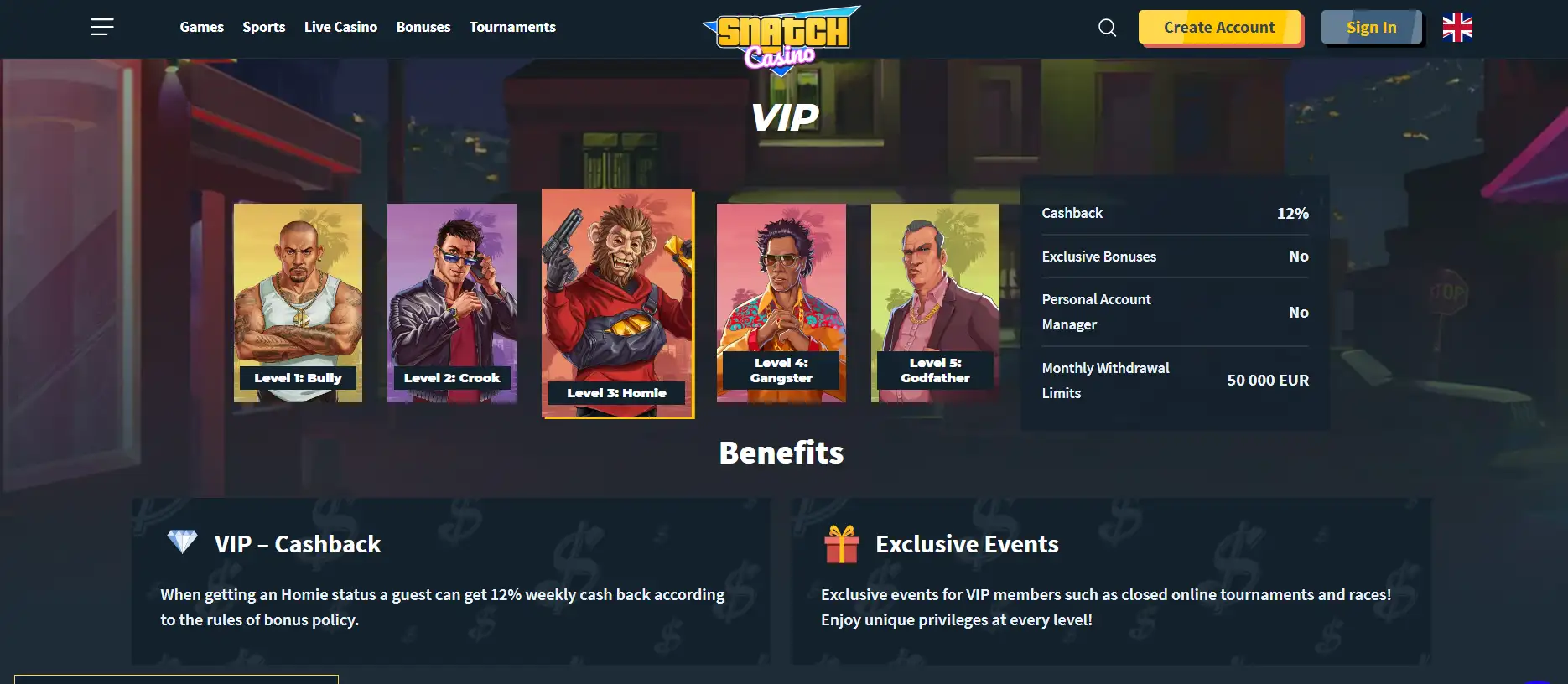 snatch casino vip