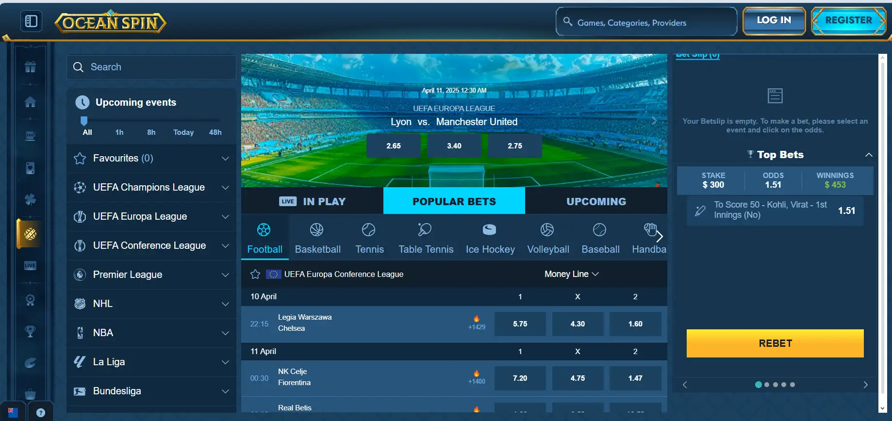 oceanspin sports betting