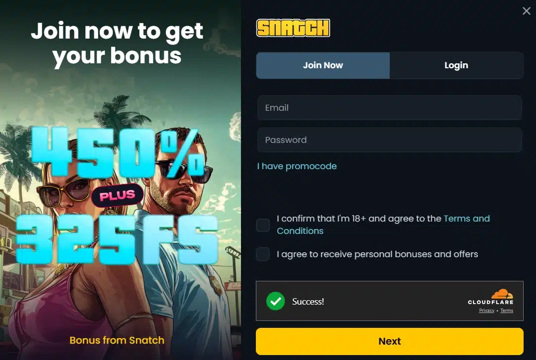 snatch casino registration bonus