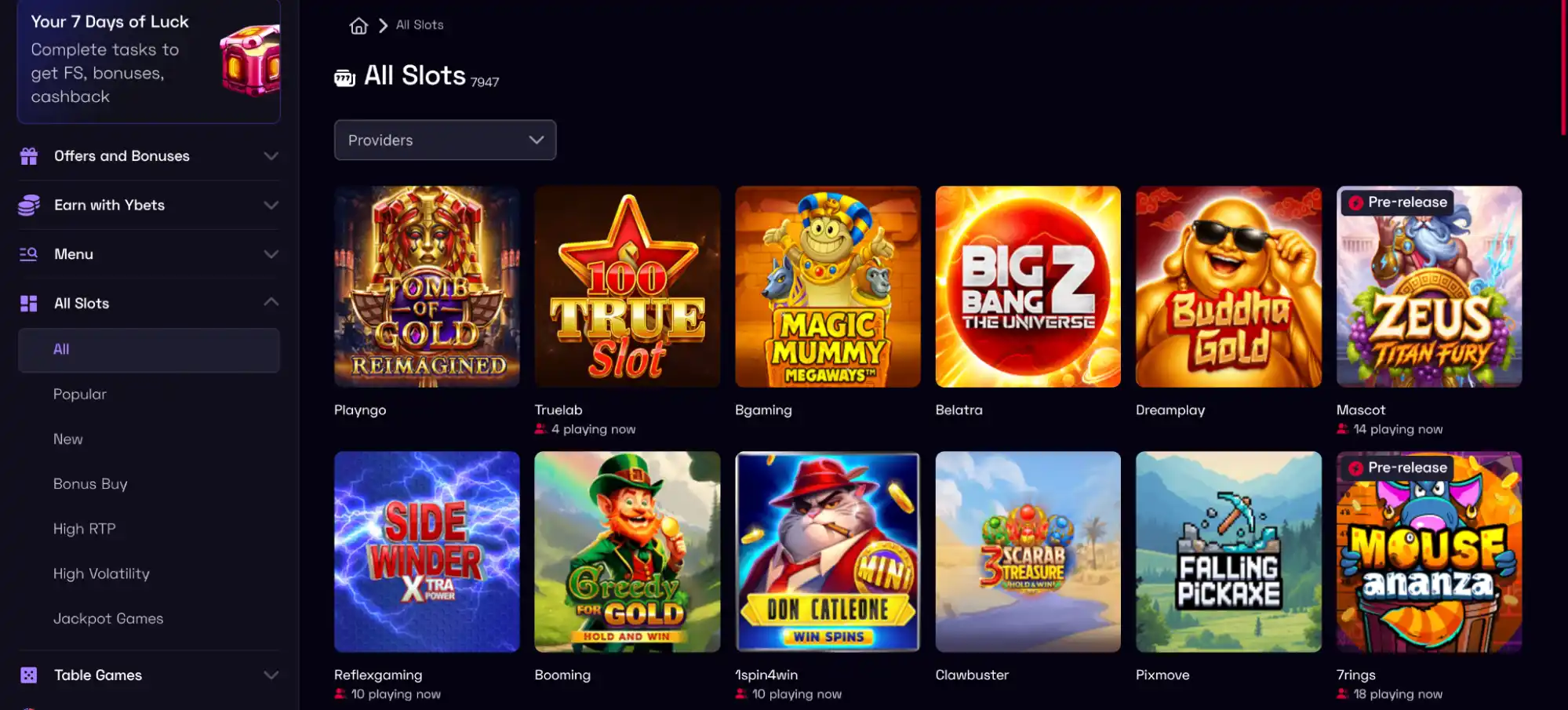 ybets casino pokies