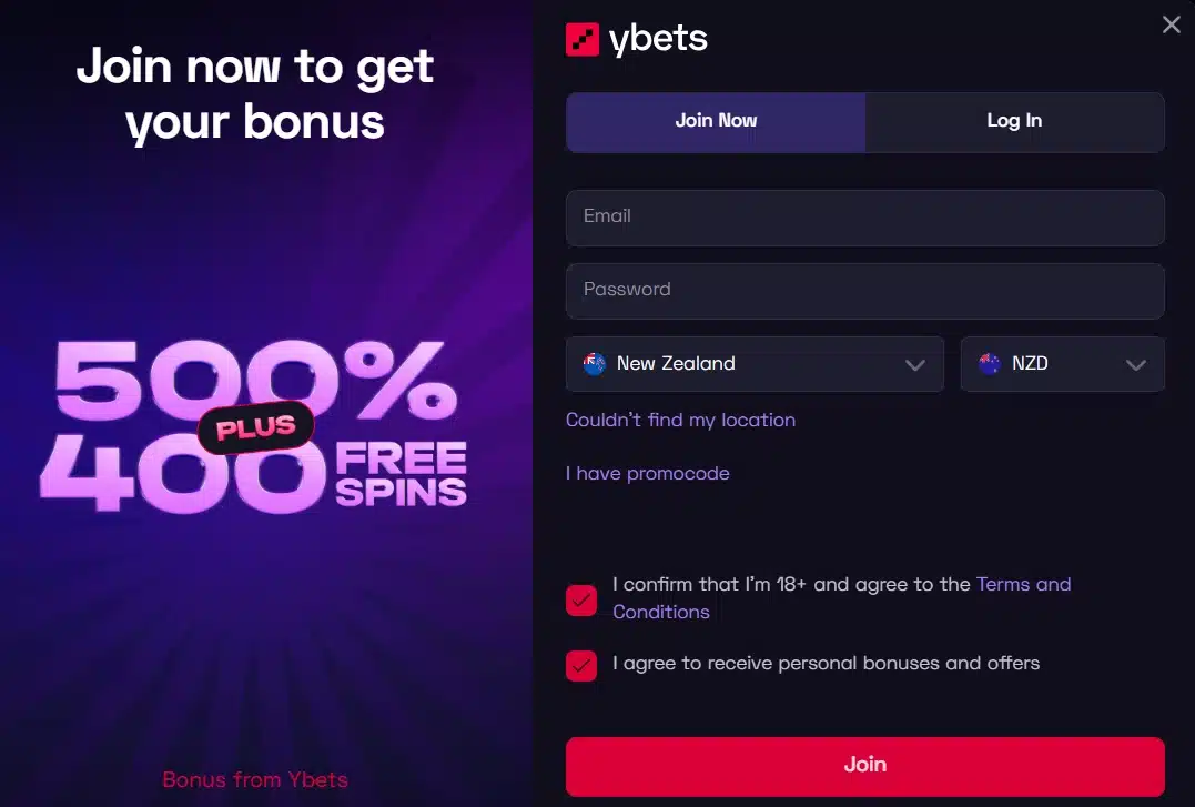 ybets registration form nz