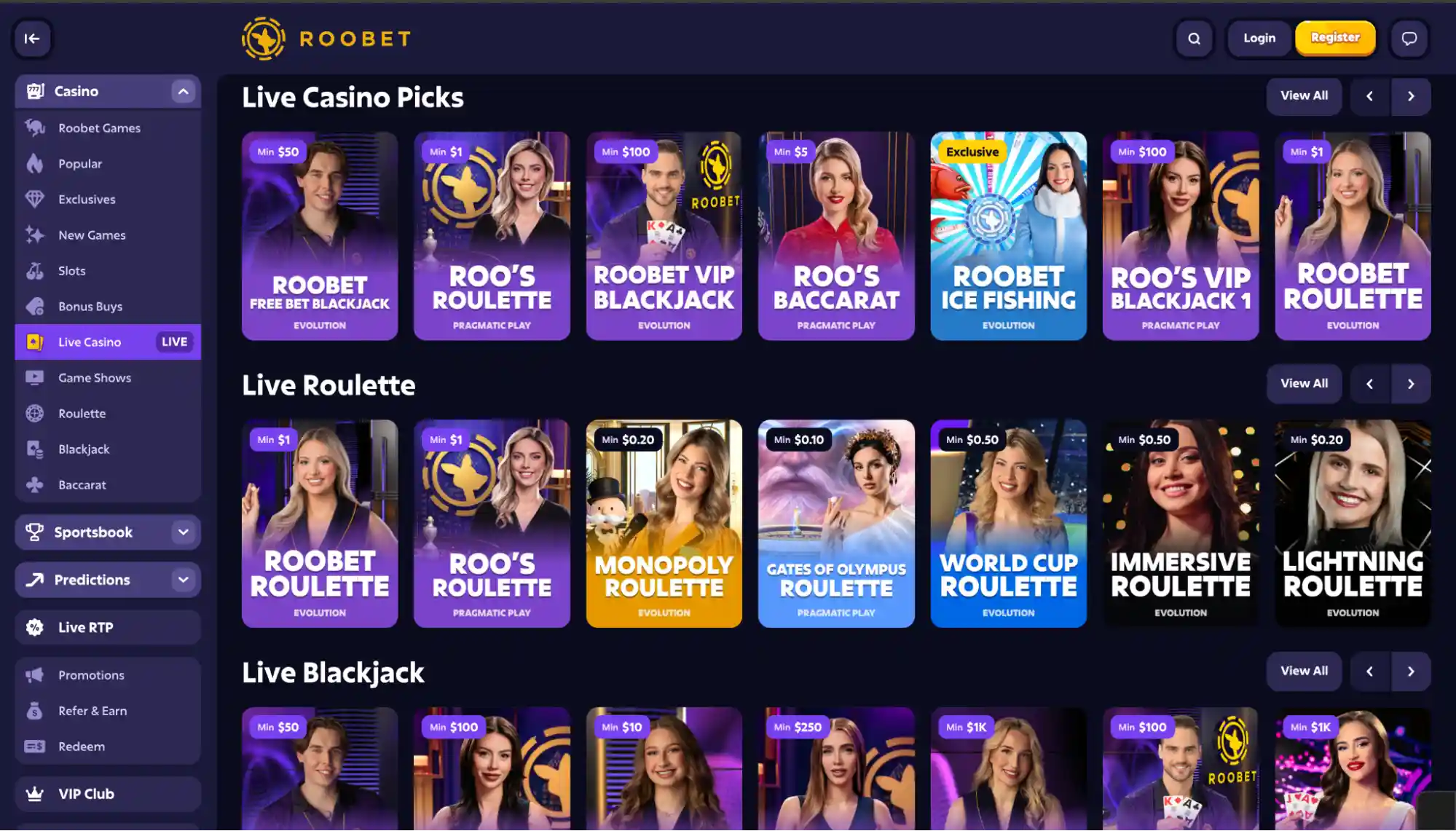 roobet live casino